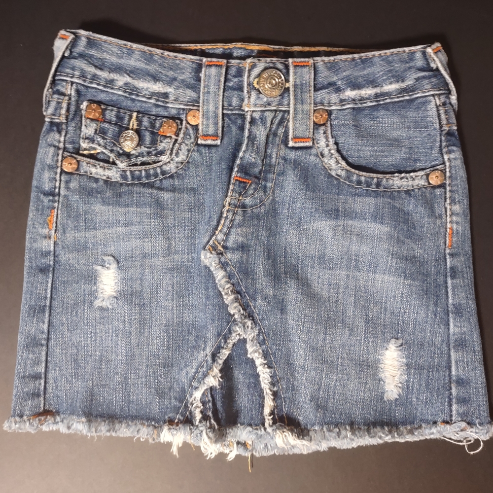 True Religion Girls Lola Jean Skirt Size 4 Y2k Denim Designer
